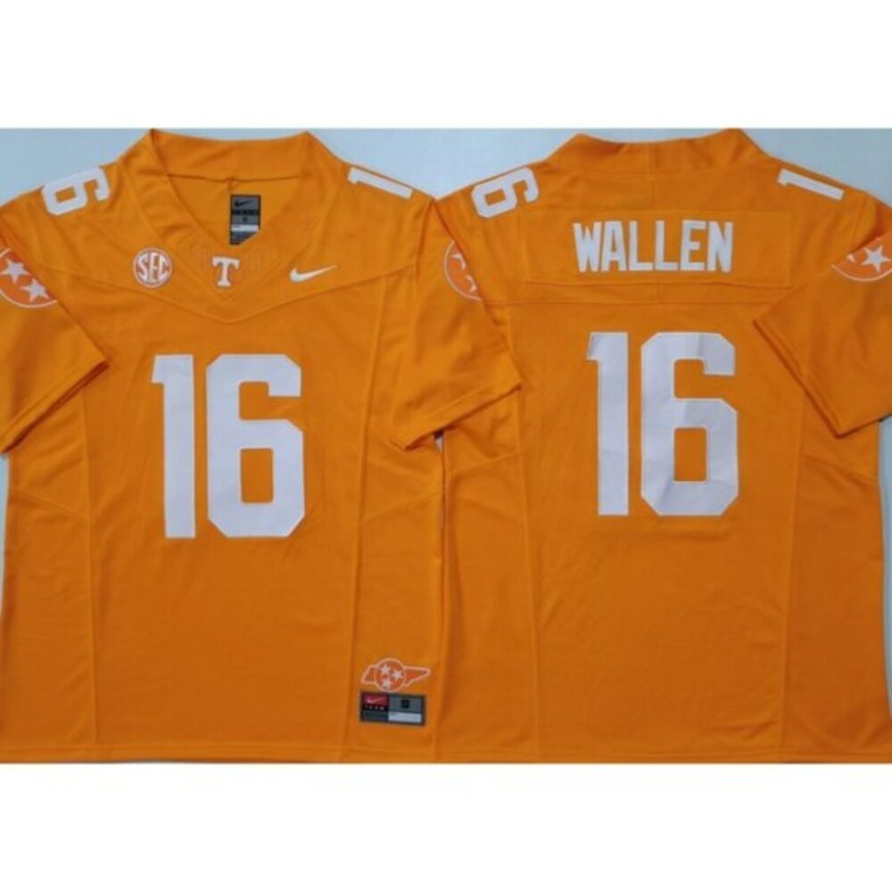 Mens Kids  16 Morgan Wallen Orange Stitched Jersey